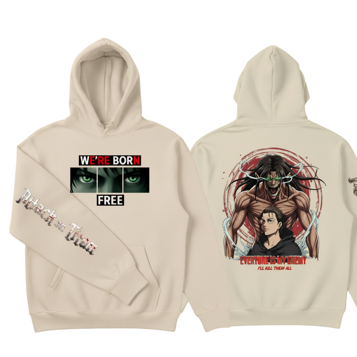 Eren Yeager “WE'RE BORN FREE” Hoodie