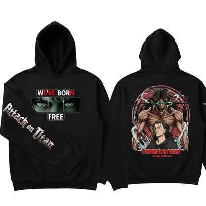 Eren Yeager “WE'RE BORN FREE” Hoodie