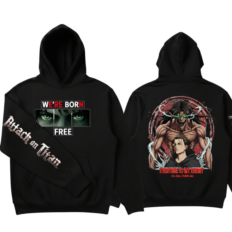 Eren Yeager “WE'RE BORN FREE” Hoodie