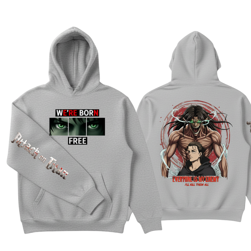 Eren Yeager “WE'RE BORN FREE” Hoodie